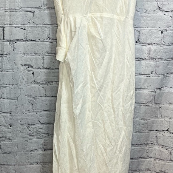 NWT_ZARA SS24 ZW COLLECTION DRAPED LINEN BLEND DRESS WHITE S - Picture 6 of 6